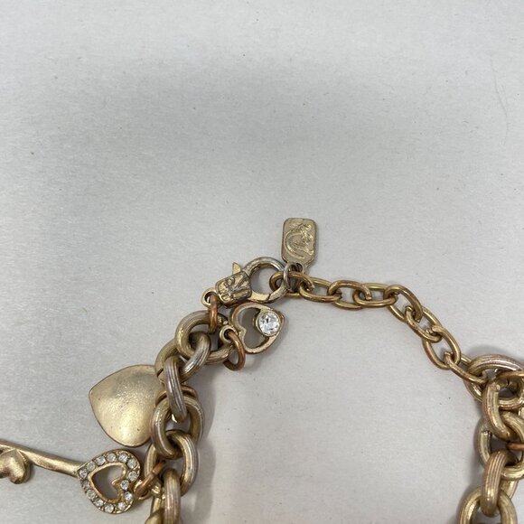 You & I Charm Bracelet Gold-Tone Hearts Cross Religious Love Chain Dangle - Picture 5 of 9